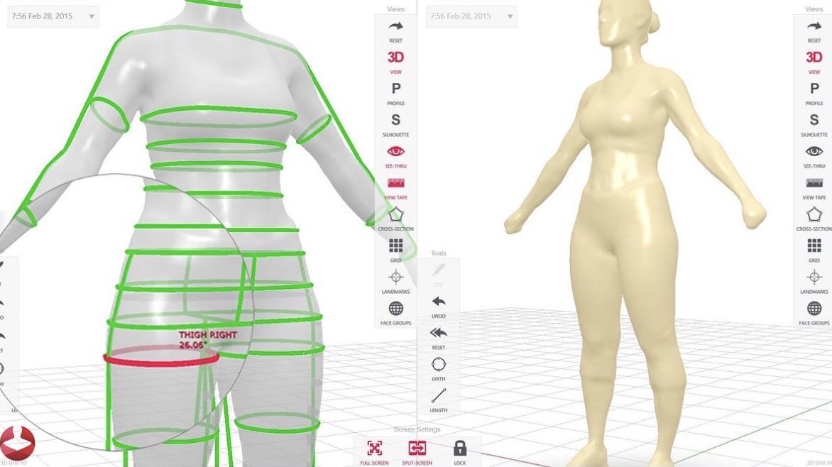 Styku 3D body scanner measurements and 3D body model