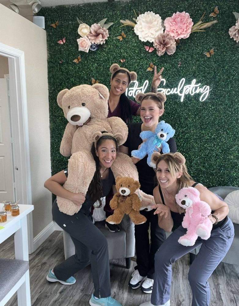 Total Sculpting team with teddy bears for Shriners Children's Hospital