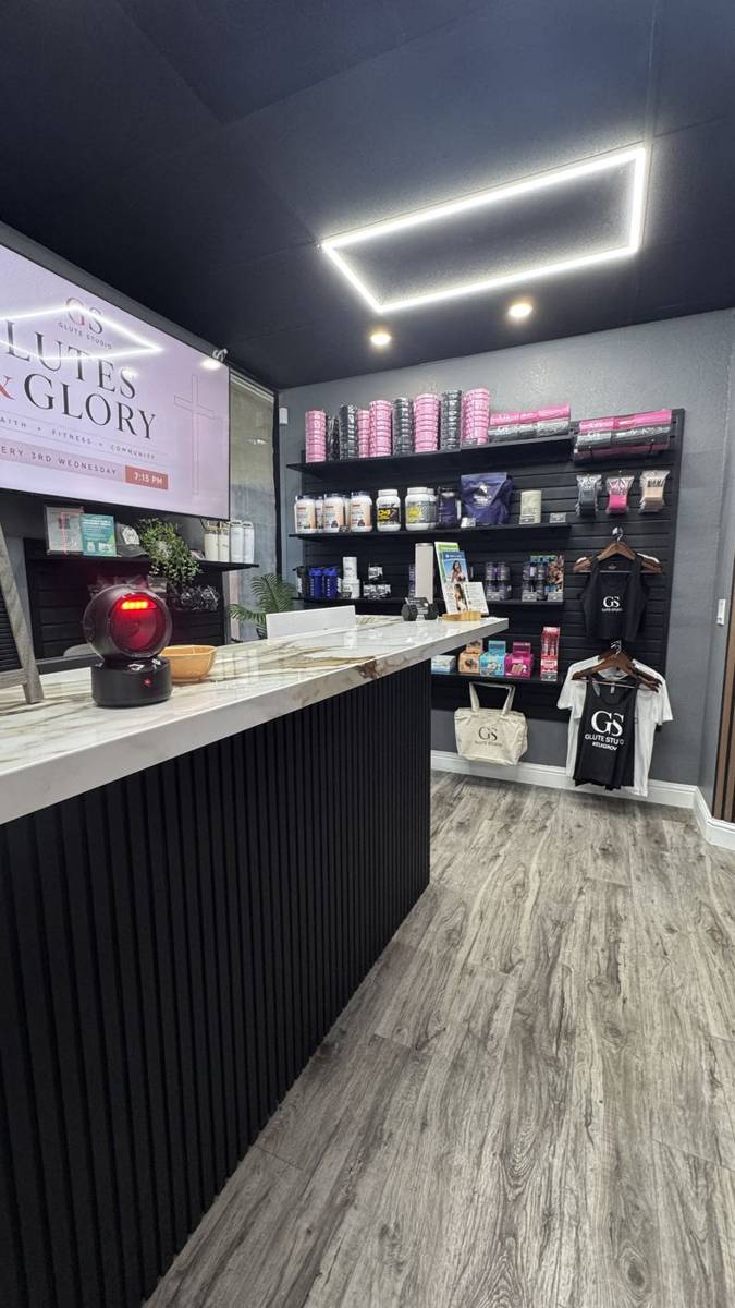 Marble front desk and GS retail wall
